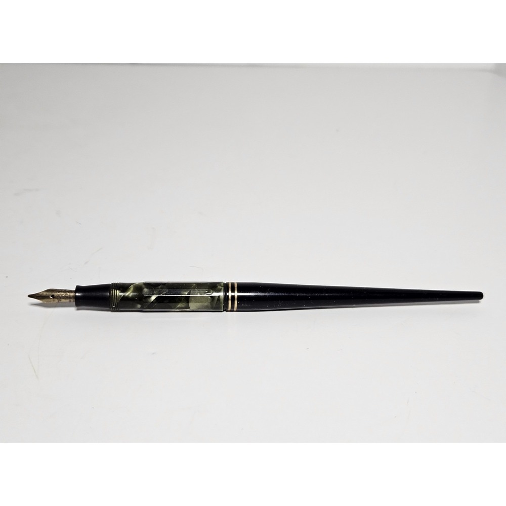 Wahl Eversharp Bantam Desk Fountain Pen 14K Gold #0 Nib Green Marble 1930s